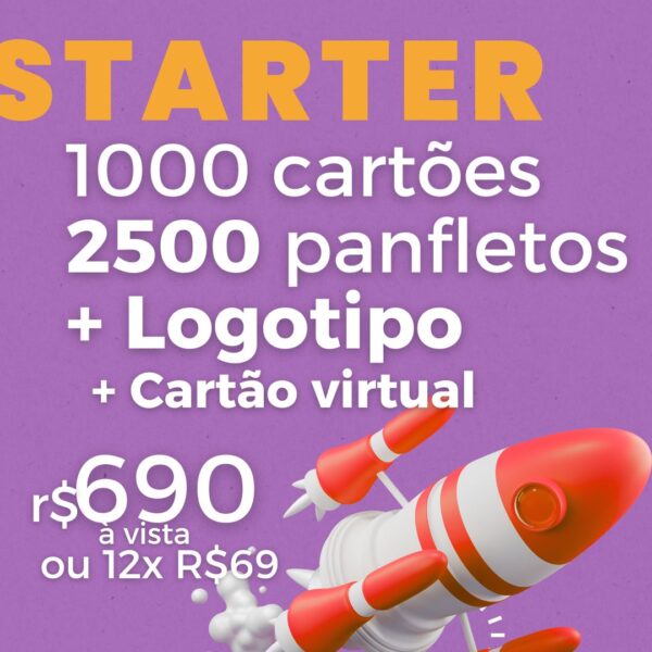 1000 cartões / 2500 panfletos + desenvolvimento de logotipo e artes